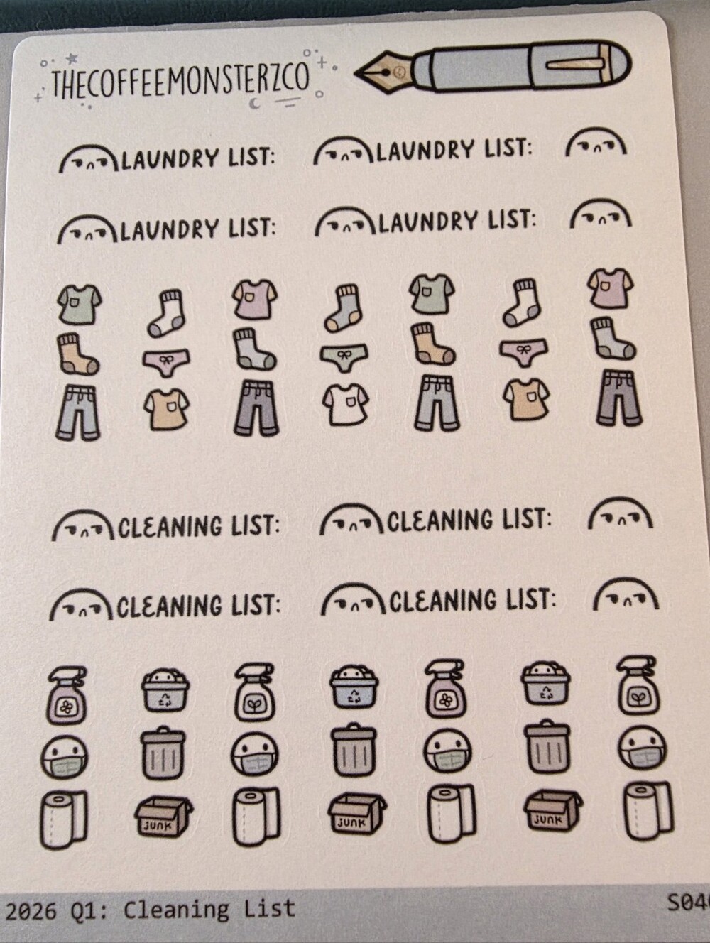Coffee Monsterz Co Pastel Cleaning List